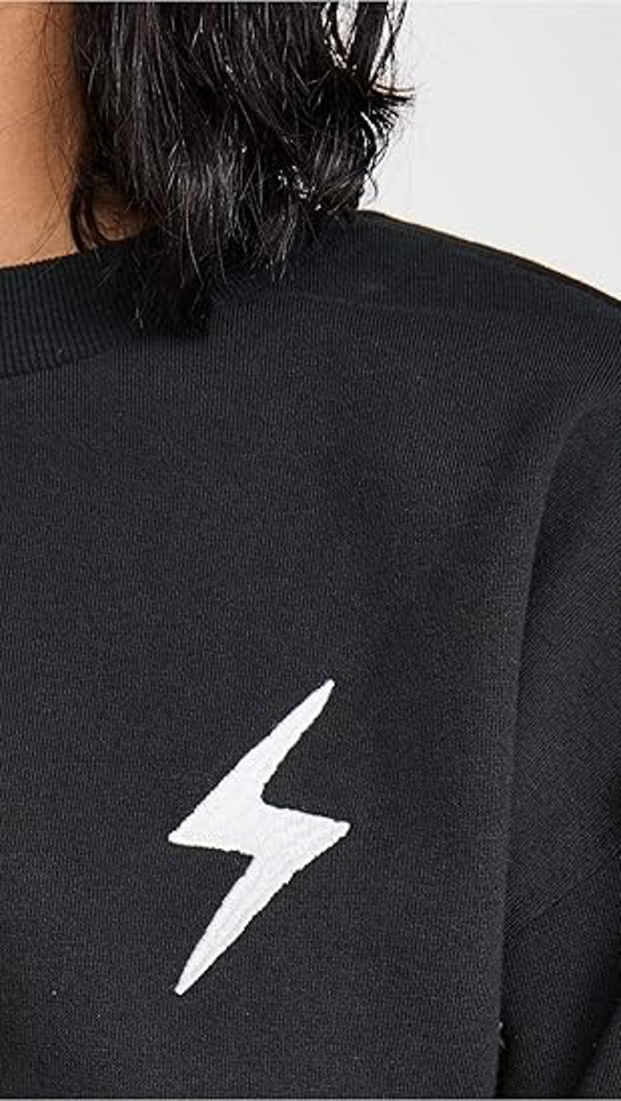 NWT PJ Salvage Daily Doodle Pullover Sweatshirt Black Lightning Star Print XS