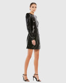 NWT Mac Duggal Apparel Black Sequined Structured Faux Blazer Mini Dress Size 6