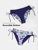NWT CUPSHE Womens Two Piece Bikini Reversible Bottoms Swimsuit Size Medium