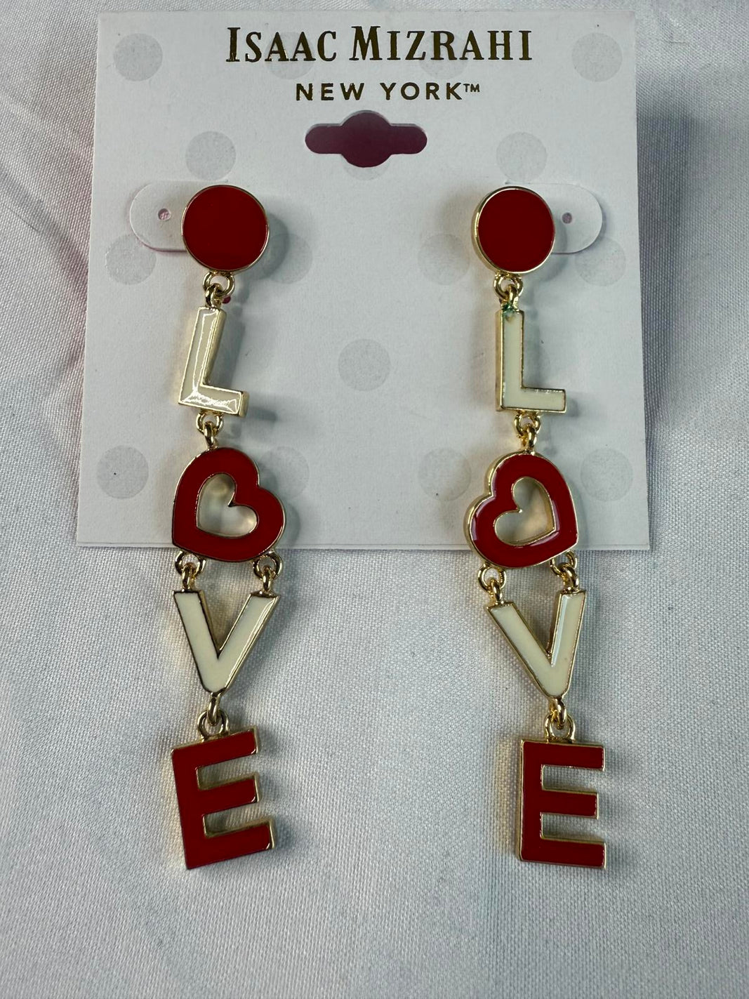 NWT Isaac Mizrahi New York LOVE Drop Earrings