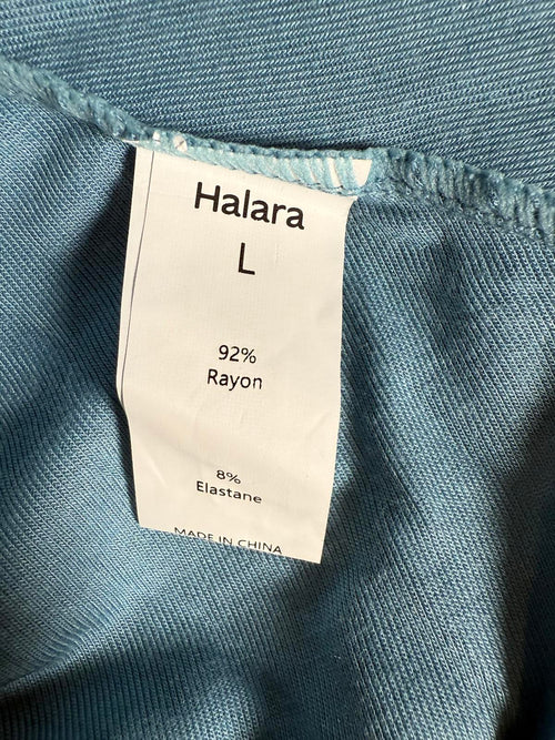 NWT Halara Ribbed Cowl Neck Lace Up Midi Dress Rainy Sky Blue L