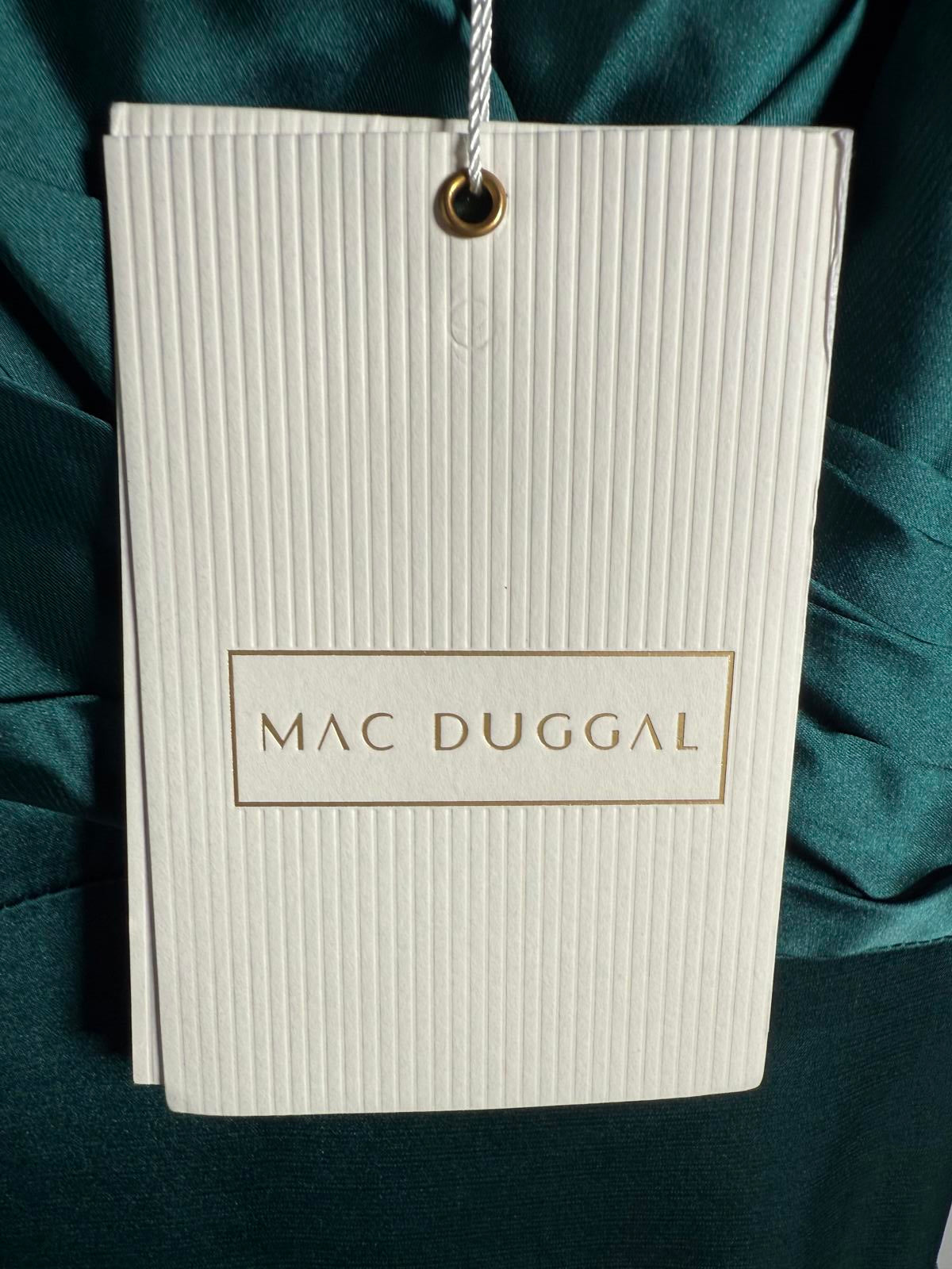NWT Mac Duggal Green Asymmetrical Ruffle Dress Size 4