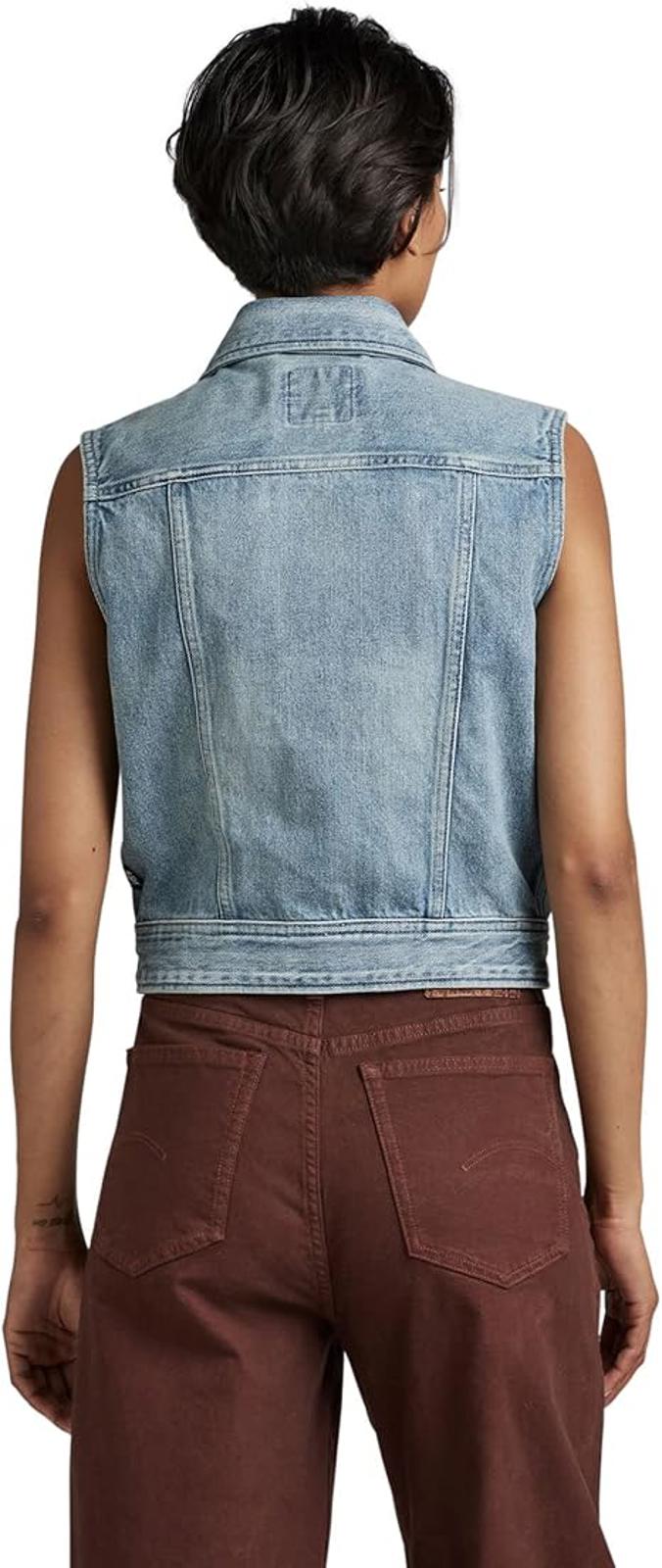NWT G-Star RAW Women’s Slim Denim Vest Sun Faded Air Force Blue Size XS