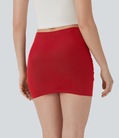 NWT Halara High Waisted Contrast Mesh Bodycon Red Mini Casual Skirt Size Large