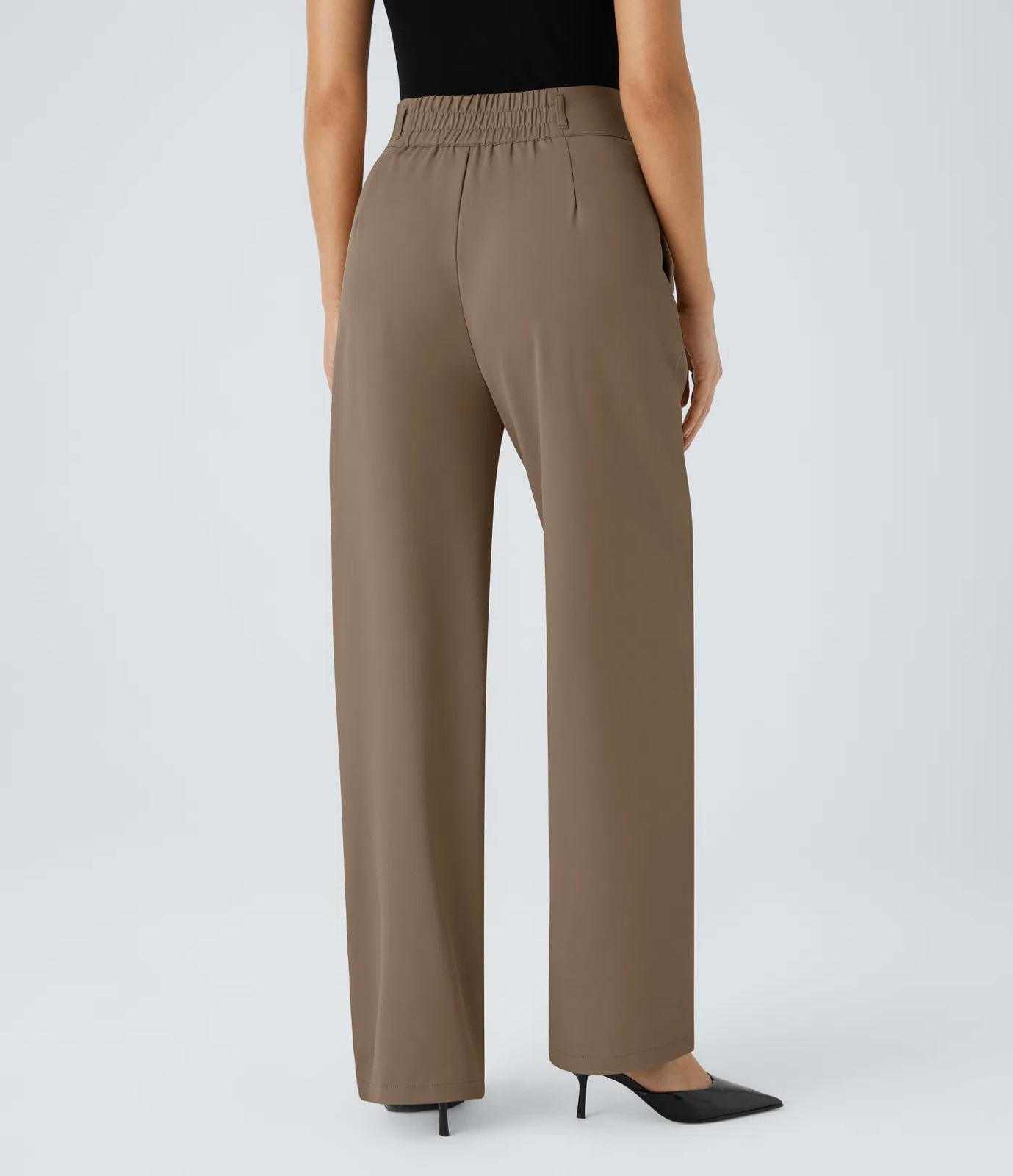 NWT Halara Flex™ High Waisted Shirred Straight Leg Work Pants Size XL