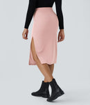 NWT Halara Ribbed High Waisted Bodycon Midi Casual Skirt Mellow Rose Size Medium