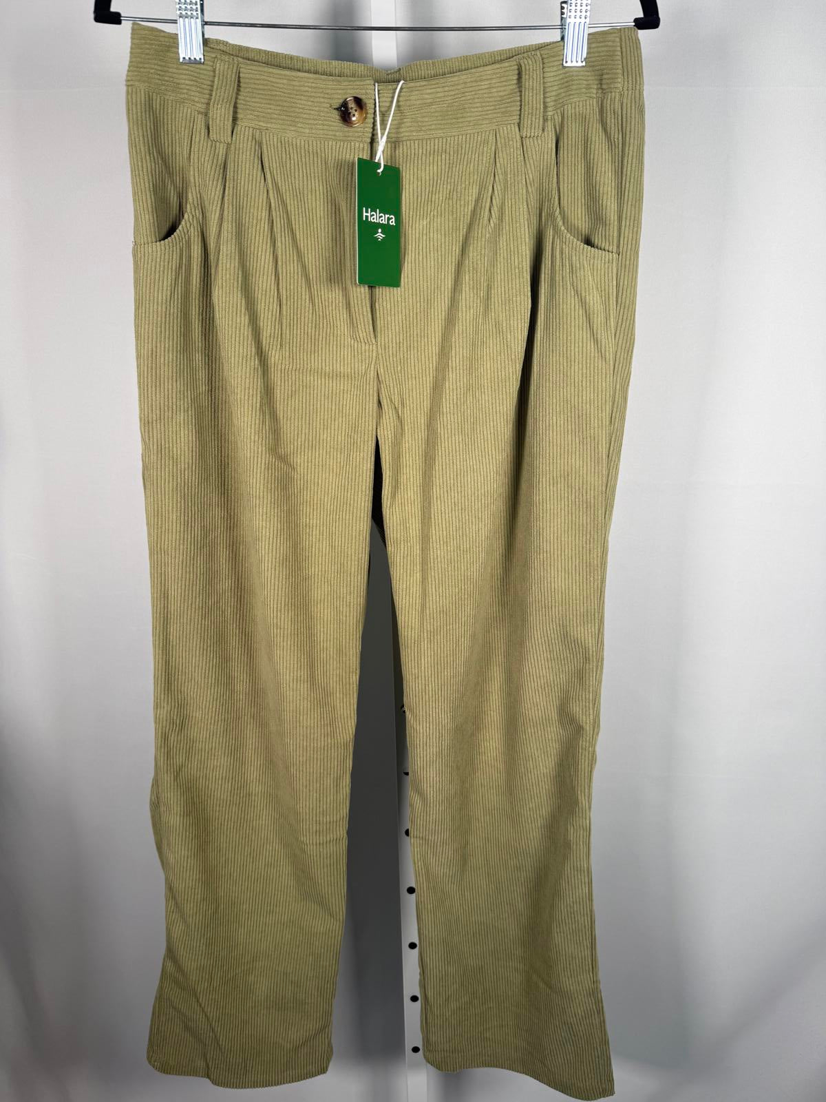 NWT Halara Mid Rise Zipper Pocket Corduroy Casual Pants Fresh Grass Green Size M