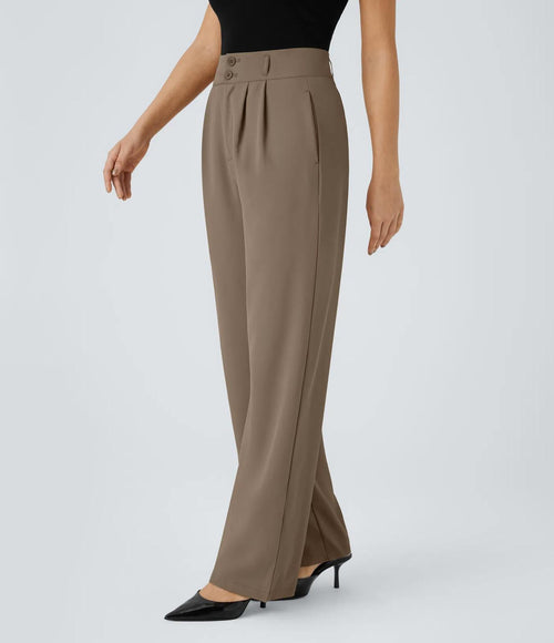 NWT Halara Flex™ High Waisted Shirred Straight Leg Work Pants Size Large Tall