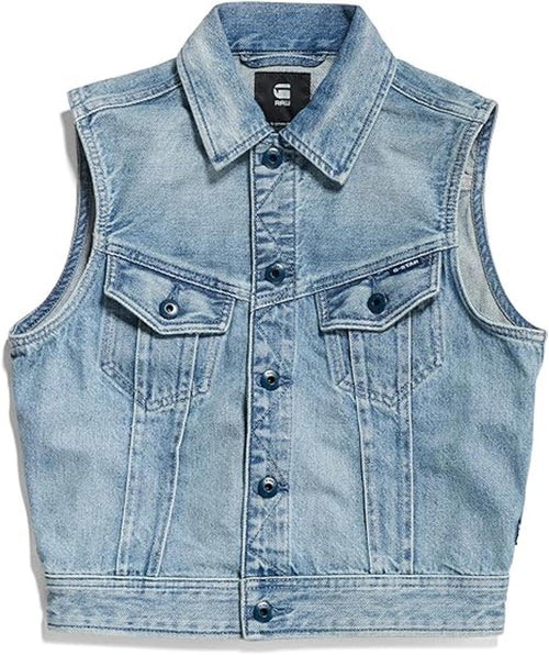 NWT G-Star RAW Women’s Slim Kir Denim Vest Sun Faded Air Force Blue Size XS
