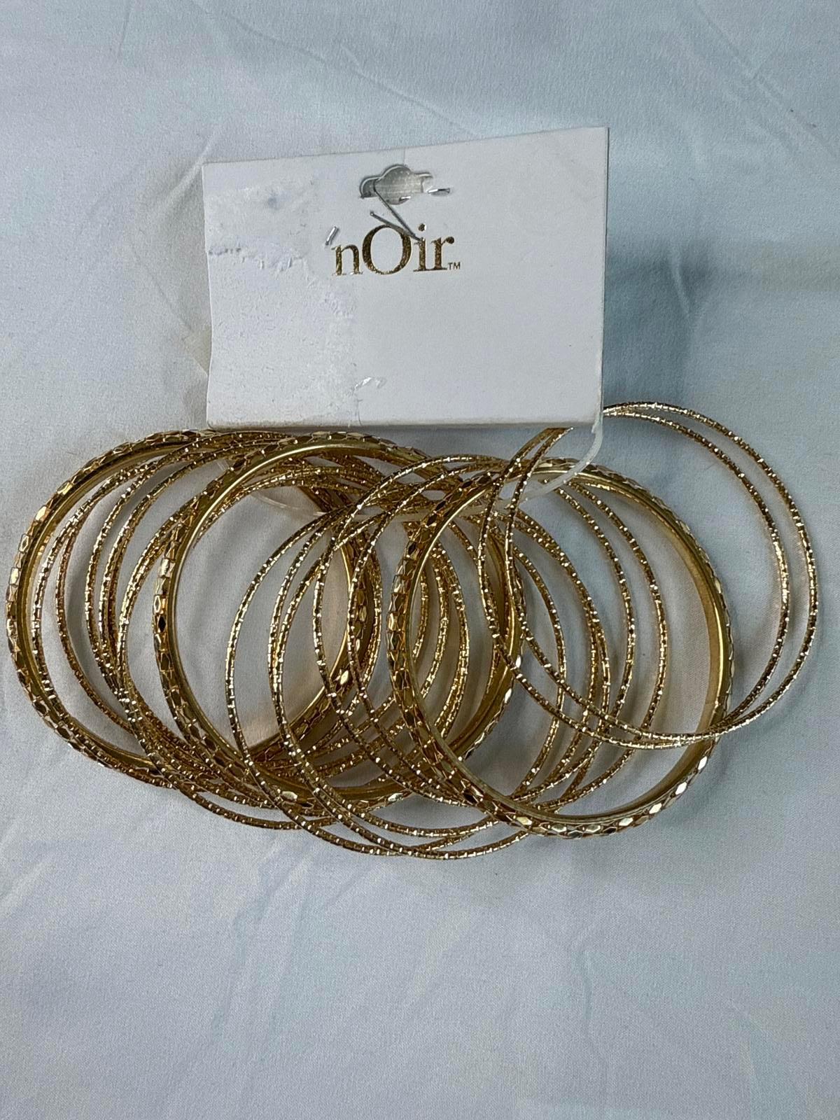 nOir Jewelry Gold Tone Textured Bangles 18 piece set