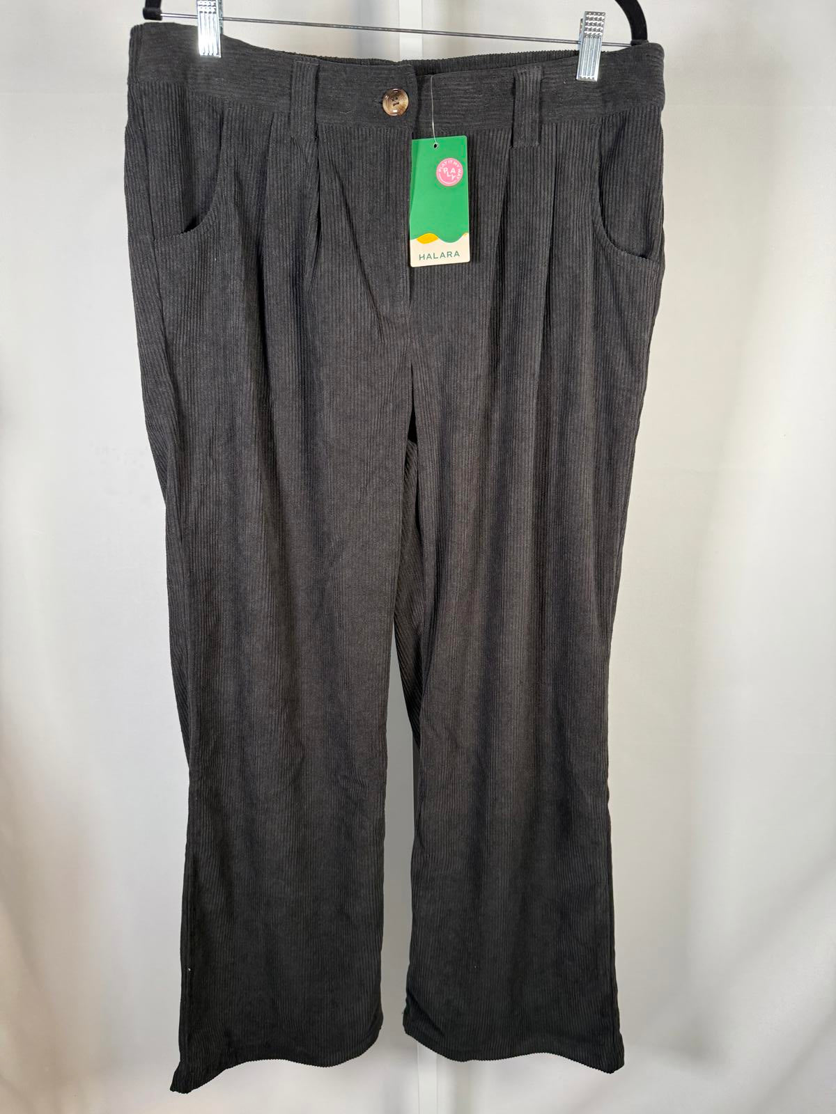 NWT Halara Mid Rise Pocket Straight Leg Corduroy Casual Pants Black Size - Large