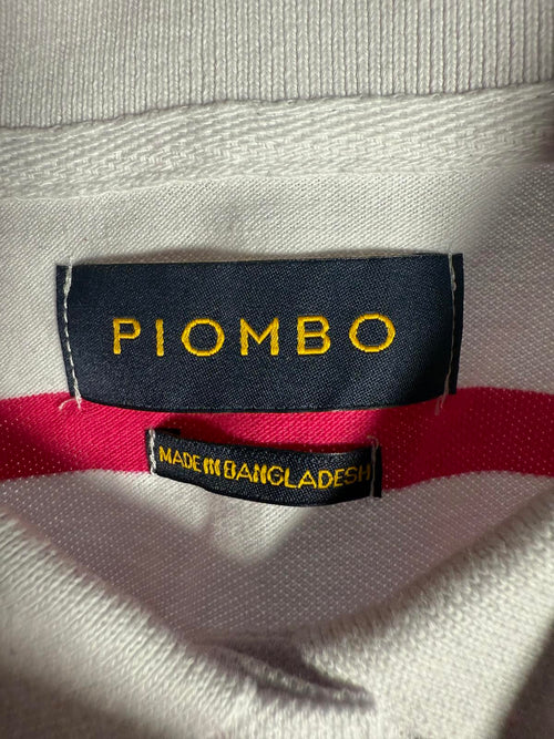 NWT Piombo Pink White Stripe Short Sleeve Pique Polo Shirt Womens US Size S