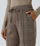 NWT Halara Flex™ Mid Rise Drawstring Pocket Houndstooth Plaid Work Pants Size XS