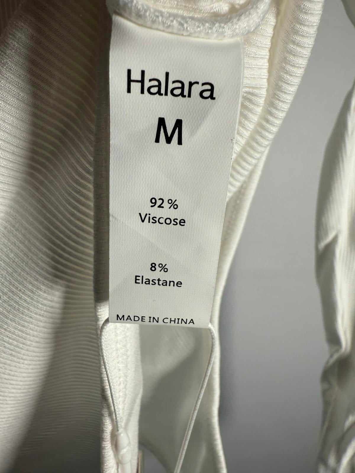 NWT Halara Ribbed Knit Square Neck Long Sleeve Skinny Casual Bodysuit White M