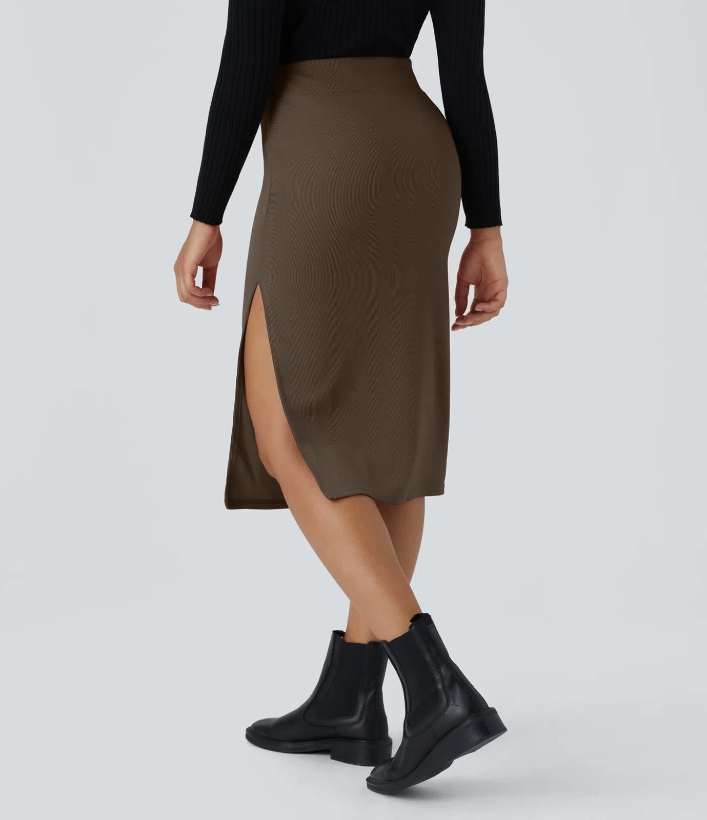 NWT Halara Ribbed High Waisted Bodycon Midi Casual Skirt Size Small