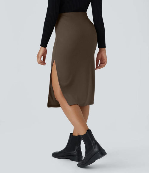 NWT Halara Ribbed High Waisted Bodycon Midi Casual Skirt Size Small