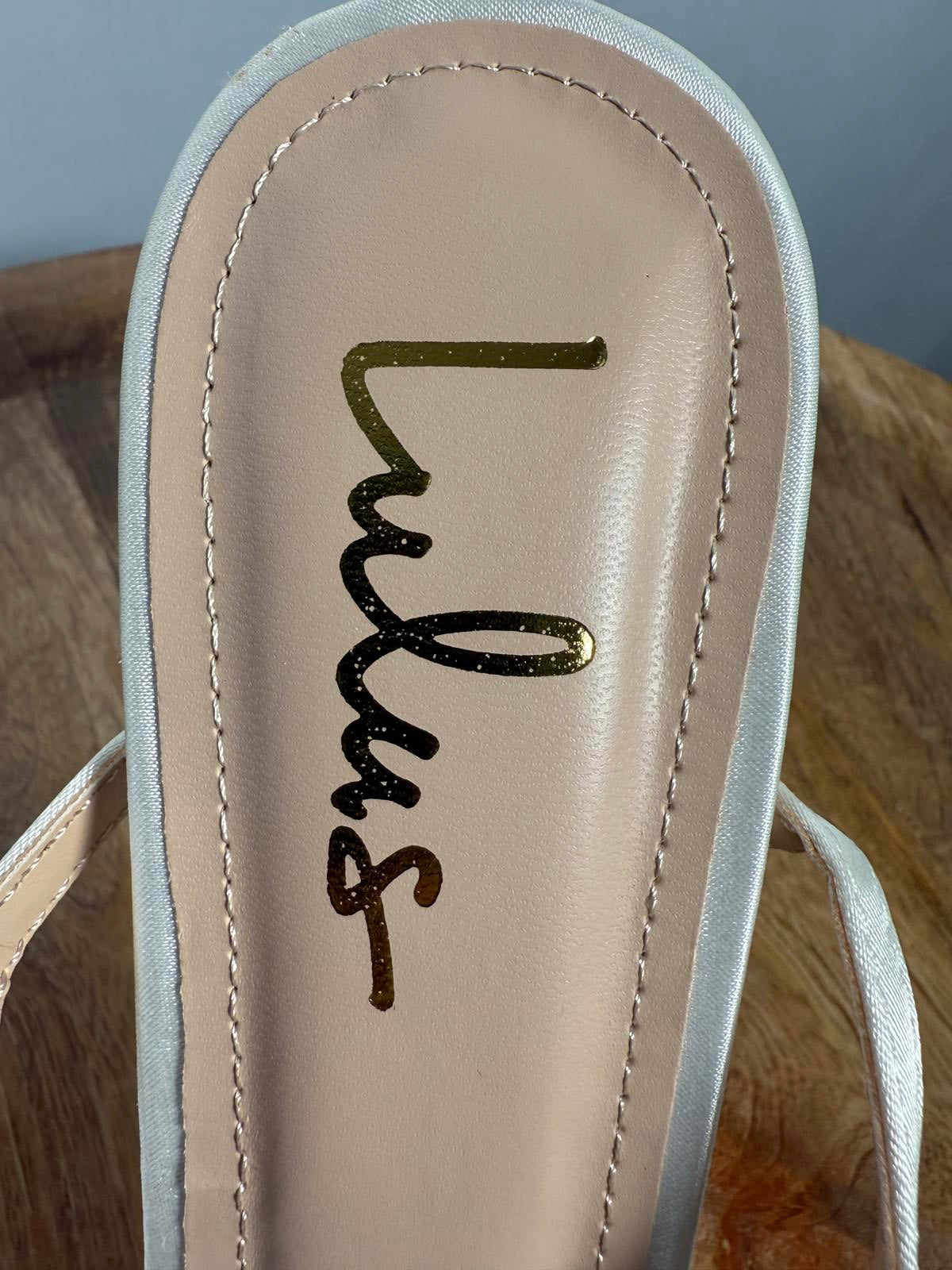 Lulus Leaah White Satin Pearl Lace-Up High Heel Sandals - 11 NWB