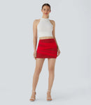NWT Halara High Waisted Contrast Mesh Bodycon Red Mini Casual Skirt Size XL