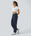 NWT Halara Mid Rise Zipper Pocket Corduroy Blue Casual Pants Size Small