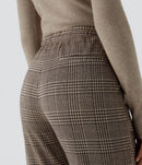 NWT Halara Flex™ Mid Rise Drawstring Pocket Houndstooth Plaid Work Pants Size XS