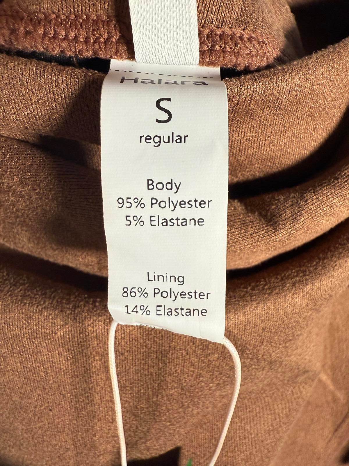 NWT Halara Suede Wrap Side Tie Mini Skirt in Pecan Pie S