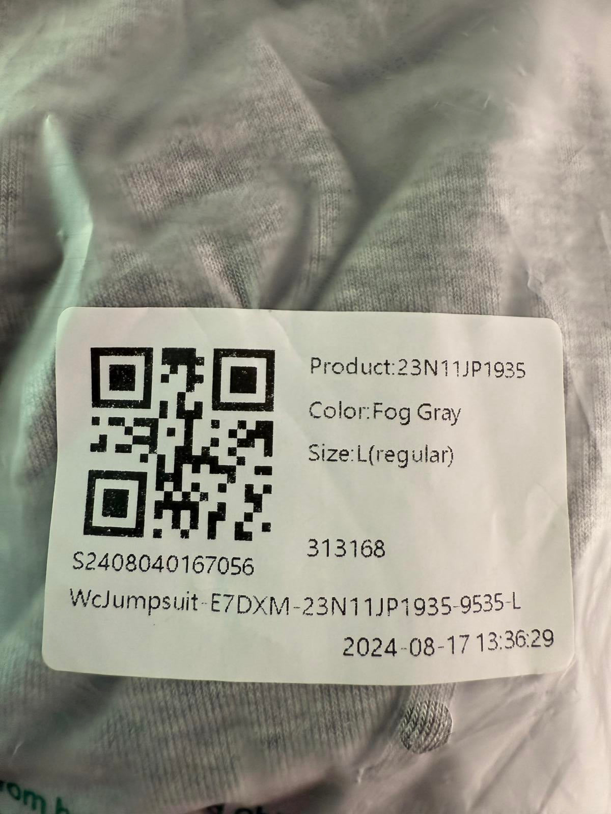 NWT Halara Ribbed Tube Backless Side Pocket Casual Jumpsuit Fog Gray Size L