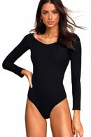 Lulus New Crush Black Ribbed Long Sleeve Bodysuit - XS