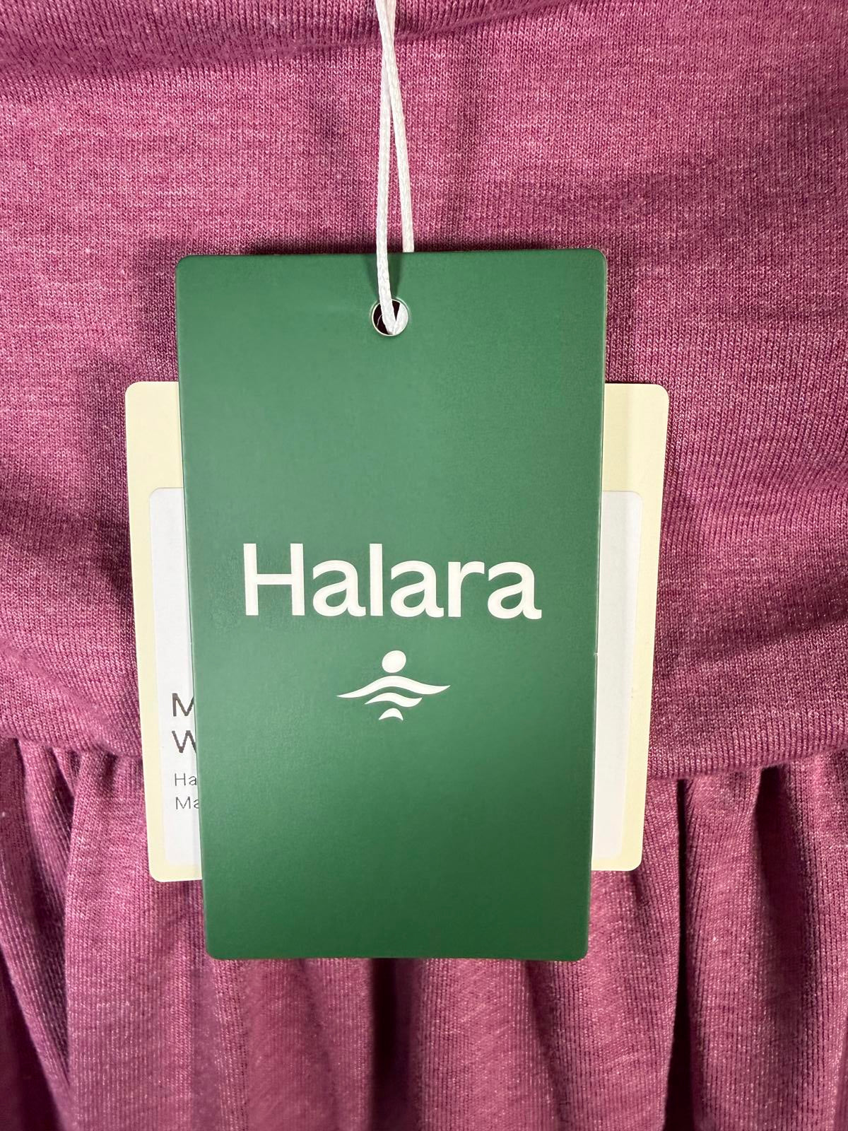 NWT Halara High Waisted Ruched Pocket Flowy Skirt Red Violet Floral Yarn L