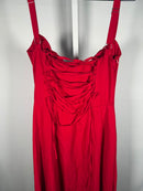 Pathea Elegant Red Midi Dress with Adjustable Straps and Lace-up Back, Size M