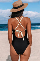 NWT Black Scoop Neck Crossback One-Piece Size M