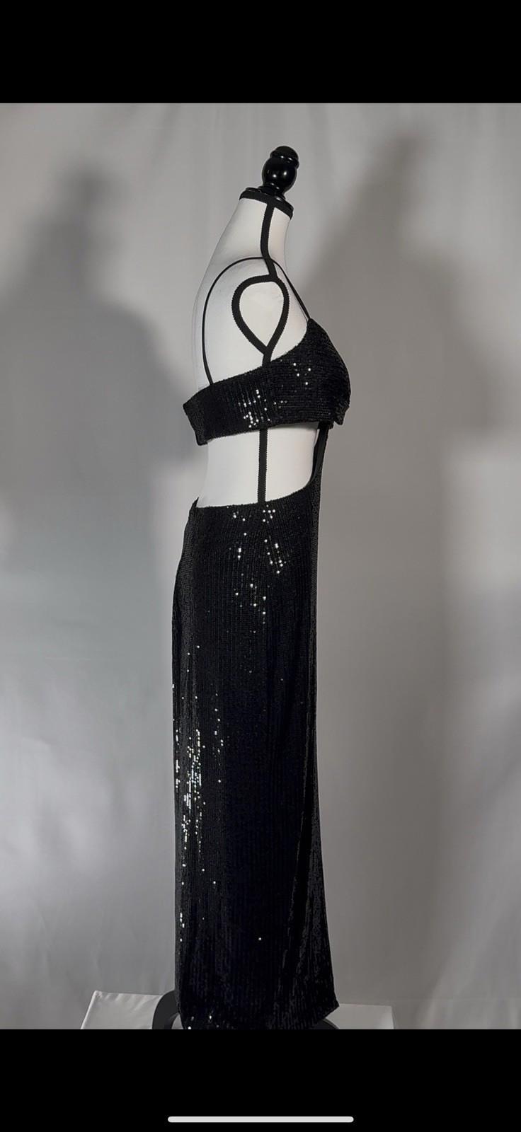 Ieena Mac Duggal Formal Black Sequin Cut Gown Size 8 $298 NWT