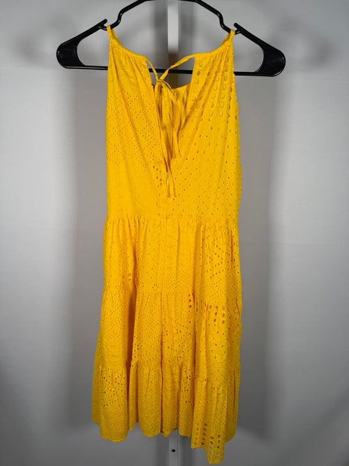 NWT Eliza J Yellow Midi Dress with Eyelet Detail Size 4
