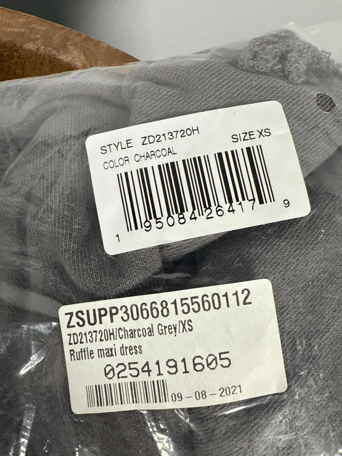 NWT Revolve By Z Supply Charcoal Gray Ruffle Maxi Dress Size XS