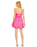 NWT Leena 2 for Mac Duggal 49616 Fuchsia Bow Front Bubble Hem Mini Dress Size 10
