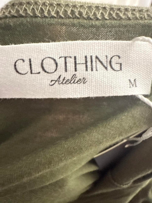 Atelier Olive Green Maxi Dress with Tie Detail Size M