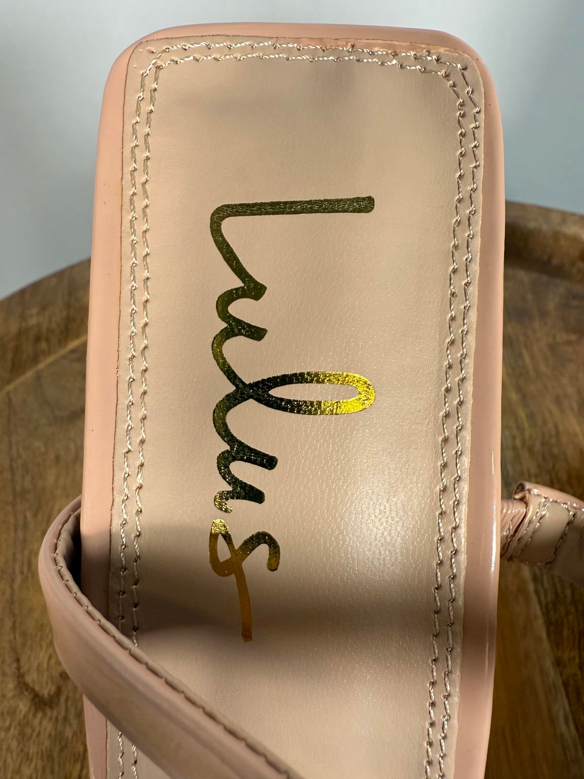 Lulus Fausee Light Nude Patent Square Toe Platform Slide Sandals - 11 NWB