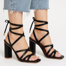 NWB Kaanas Eagle Wrap Heel Sandals Black Women's Size 11