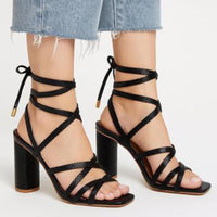 NWB Kaanas Eagle Wrap Heel Sandals Black Women's Size 11