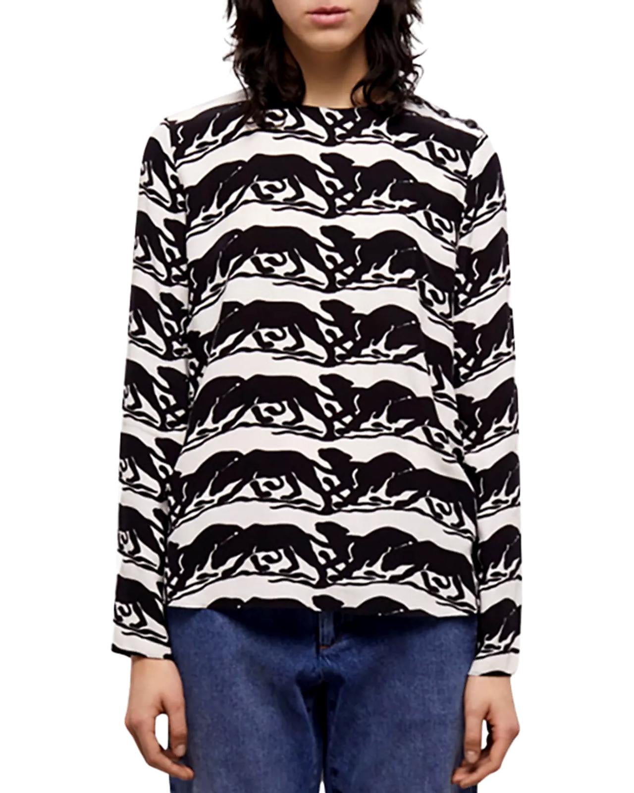 The Kooples Wild Panther Print Blouse 100% Viscose US Small / FR 1 NWT $215