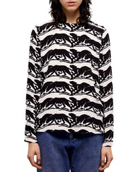 The Kooples Wild Panther Print Blouse 100% Viscose US Small / FR 1 NWT $215