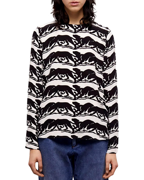 The Kooples Wild Panther Print Blouse 100% Viscose US Small / FR 1 NWT $215