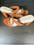 Heels Charm Women's Woven Chunky Block Heeled Sandal Brown, Size 9 NWT