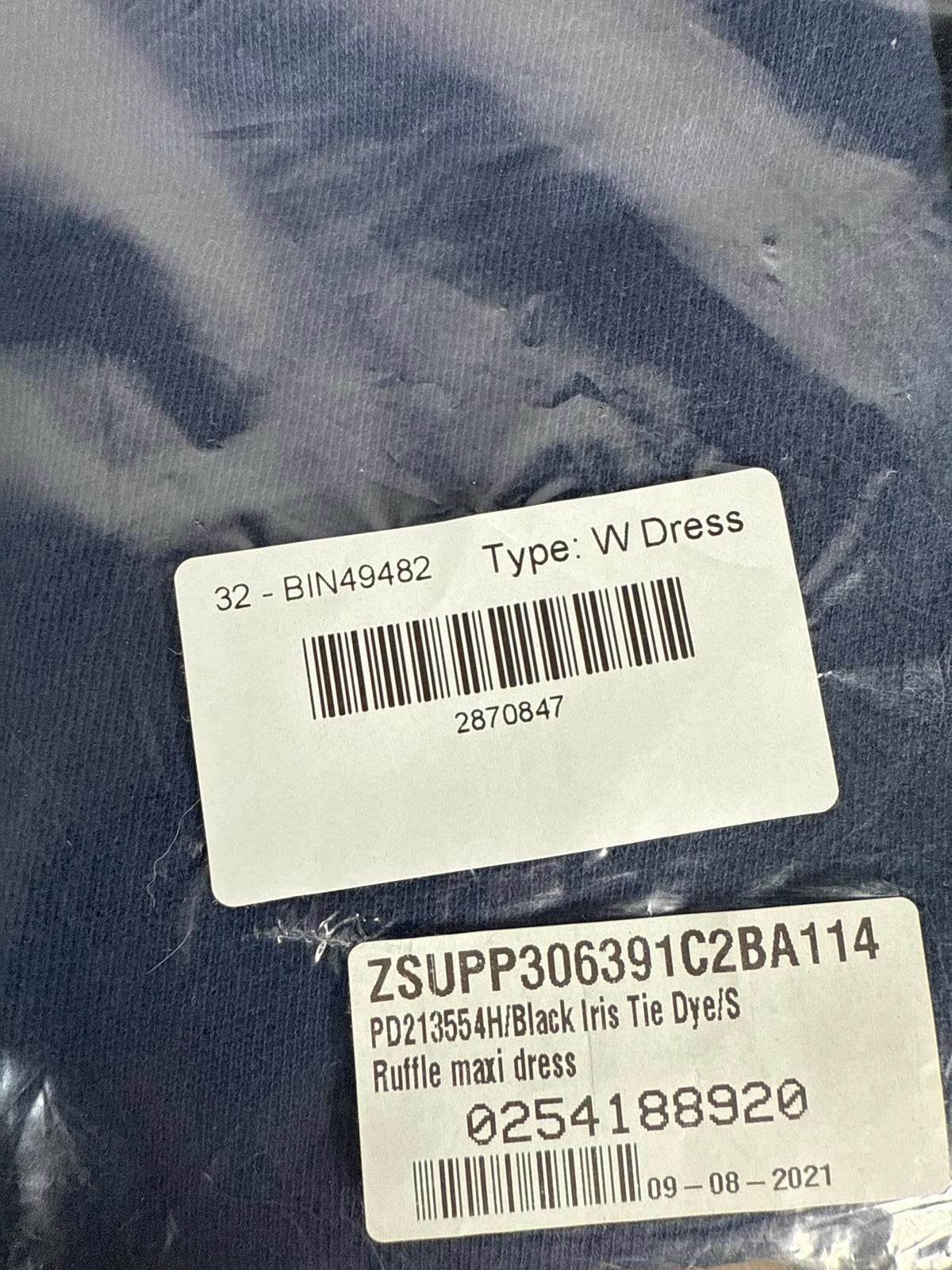 NWT Revolve by Z Supply Black Iris Tie Dye Ruffle Maxi Dress Size Small