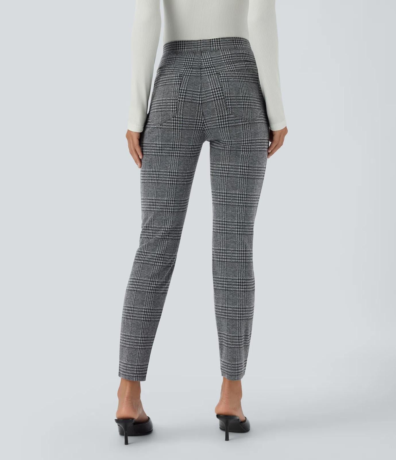NWT Halara Flex™ High Waisted Pocket Houndstooth Plaid Skinny Work Pants Size S