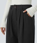 NWT Halara Mid Rise Pocket Straight Leg Corduroy Casual Pants Black Size L