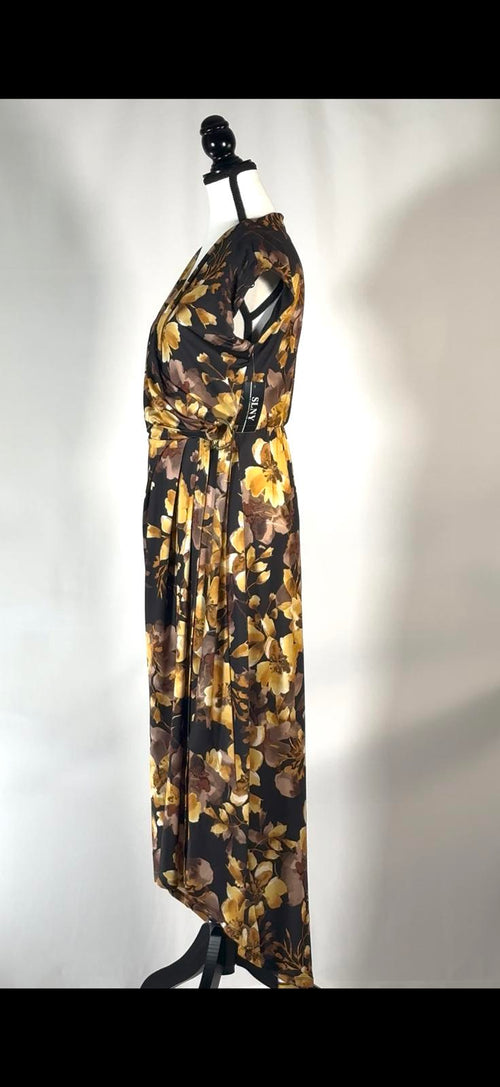 SLNY SL FASHIONS Print Faux Wrap Maxi Dress Size 6
