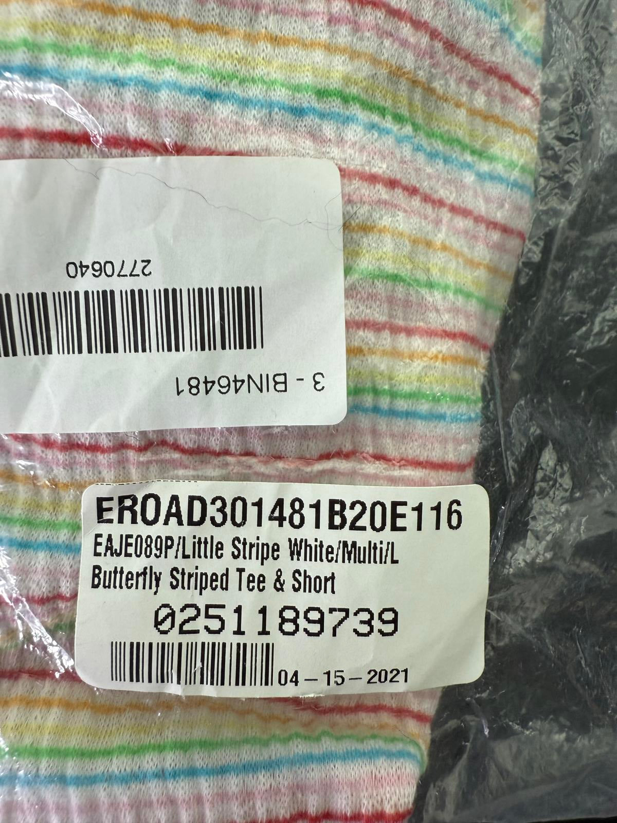 NWT REVOLVE by Emerson Road Butterfly Striped Tee & Short White Multi Size L