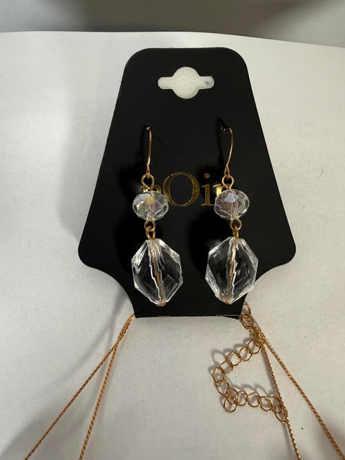 NWT nOir Jewelry Clear Beaded Necklace and Earring Set