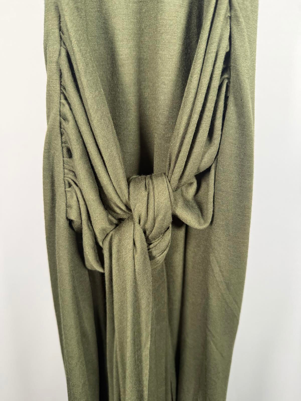 Atelier Olive Green Maxi Dress with Tie Detail Size M