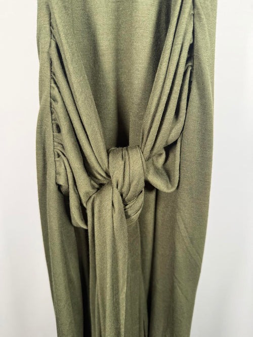 Atelier Olive Green Maxi Dress with Tie Detail Size M